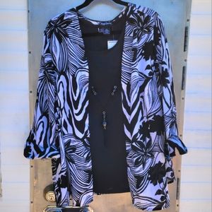 NWT Maggie Barnes Women's Plus Size 18/20 1x Blouse Set Balck and White